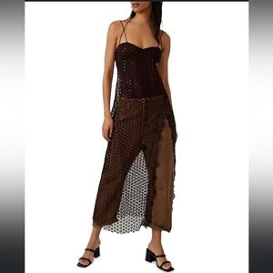 NWT Free People Smoke & Mirrors‎ Lace Overlay Bodysuit Dress